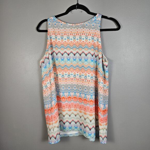 ST. TROPEZ West Colorful Ladies High Neck Sleeveless Career Casual Blouse Medium - Picture 1 of 5